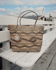 Handcrafted Rattan Patterned Tote
