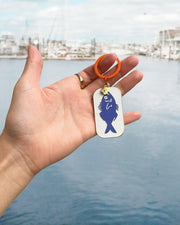 Blue Seabass Enamel Keychain