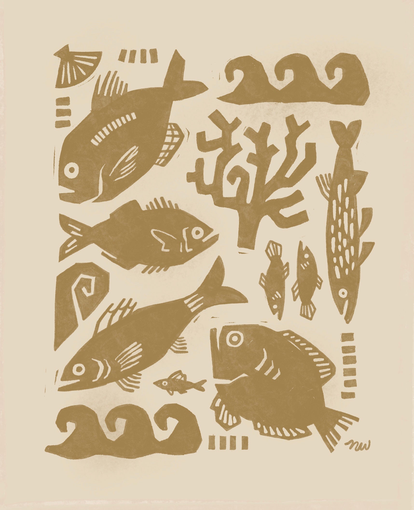 New England Fish Print