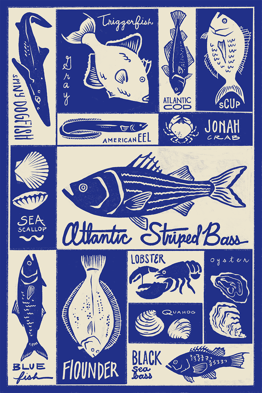 Rhode Island Fish Screen Printed Poster