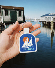 Sailboats Embroidered Patch Keychain