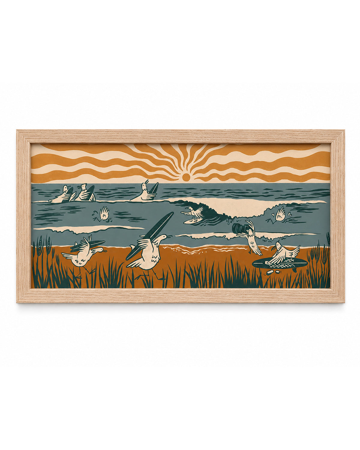 Surfing Seagulls Print